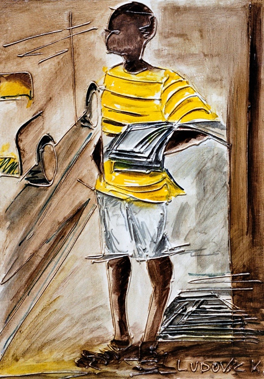 Le vendeur de journal (2002) 60x55cm �